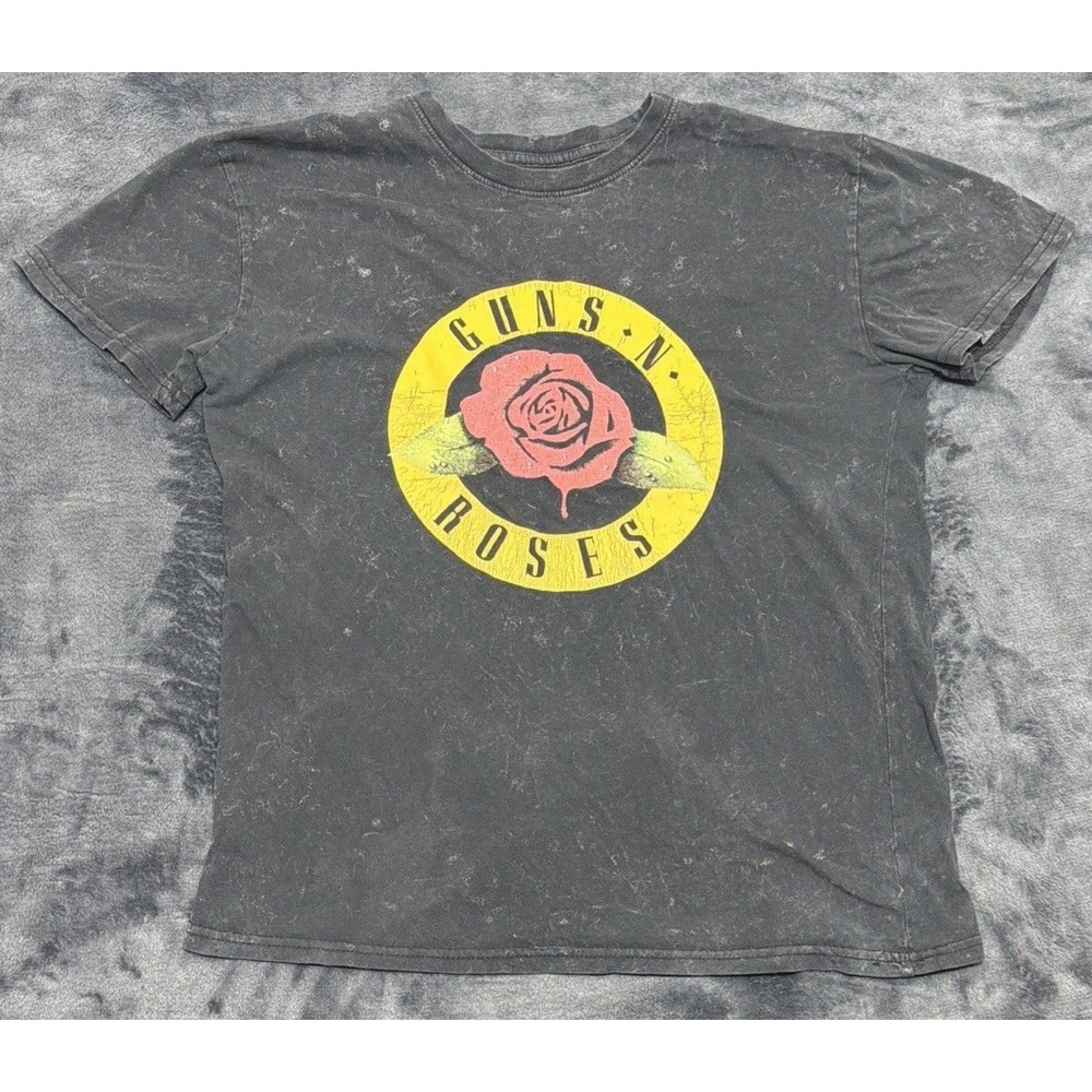 Guns N Roses Stone Washed Distressed Logo T-shirt. Black Sz. Medium